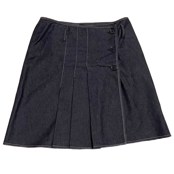 W. Work to Weekend, Belt Loops, 3-Button Down Wrap Jean Skirt, Size 14 - Picture 1 of 6